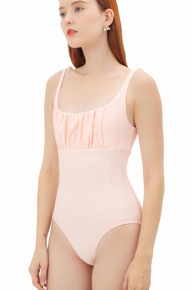 Pink Nude Poly High-leg Swimsuit