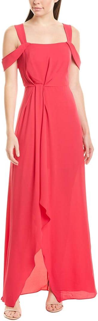 HALSTON Women's Cold Shoulder Front Flowy Gown